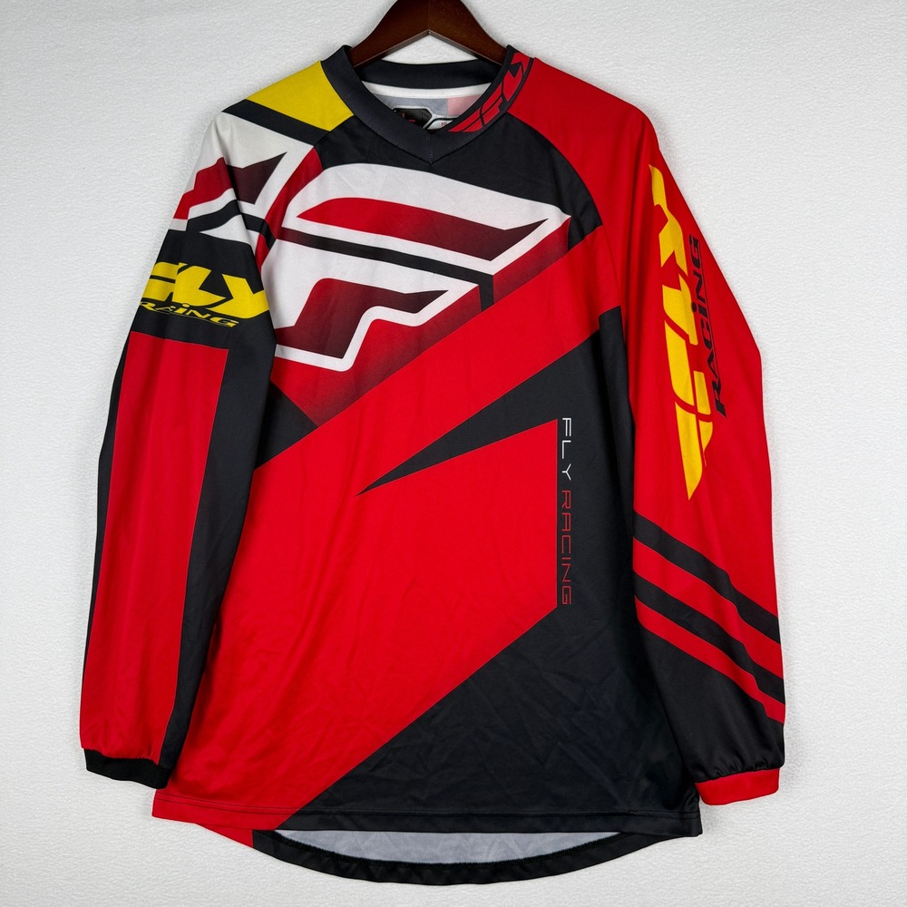 Fly Racing F-16 Motocross Jersey Mens Large Red Black Long Sleeve MX Streetwear